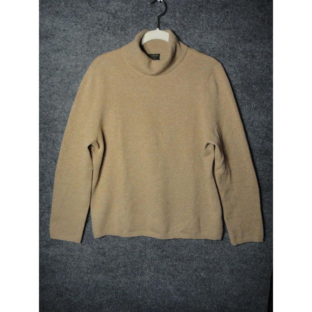 Charter Club Luxury 100% Cashmere Turtleneck Sweater Camel Tan Size XL Women's